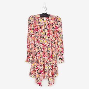 Stella McCartney Felicity Mini Dress Size 0 Pink Floral Watercolor Silk Romantic